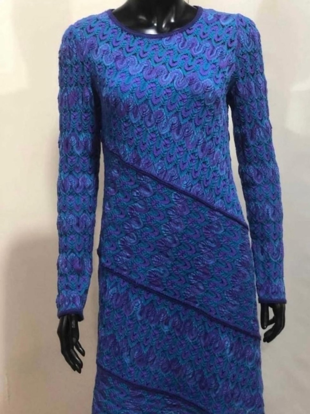 Authentic MISSONI Main Line Wool Knit Long Sleeve Dress Size S